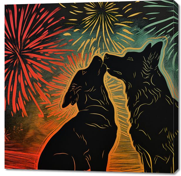 Obraz 100x100cm Psi Uścisk zdjęcie 1