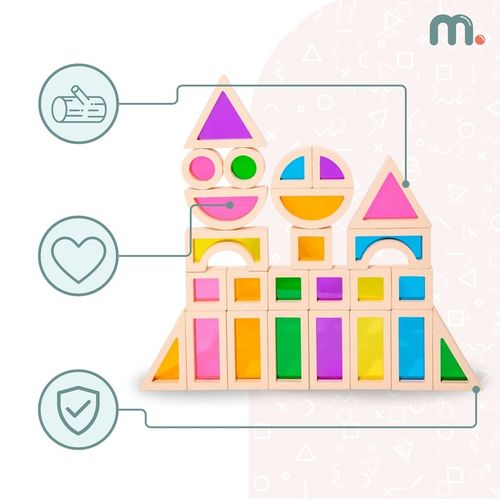 Tęczowe klocki drewniane - 25 elementów na Arena.pl