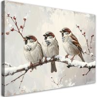 Obraz do salonu sypialni biura, Wróble ptaki siedzące 90x60