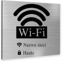 Tabliczka WI-FI HASŁO SREBRNA NAPIS Tablica nierdzewna PIKTOGRAM ALUMINIUM