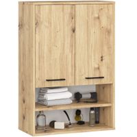 Szafka wisząca łazienkowa FIN 64 cm 2 drzwi 4 półki otwarta - dąb artisan