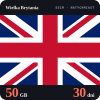 Karta eSIM Internet Wielka Brytania 50 GB na 30 dni - bez rejestracji