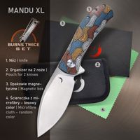 Zestaw Kolekcjonerski BURNS TWICE Trollsky Knives Nóż Składany Mandu XL