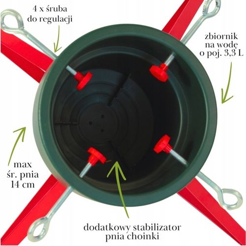 Stojak na choinkę DUŻY POJEMNIK NA WODĘ podstawka pod drzewko 2,5m STABILNY na Arena.pl