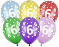 Balony 30cm, 6th Birthday, Metallic Mix