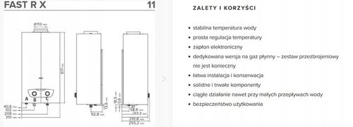 PRZEPŁYWOWY PODGRZEWACZ WODY ARISTON FAST R X 11 NG | 21,5 kW na Arena.pl