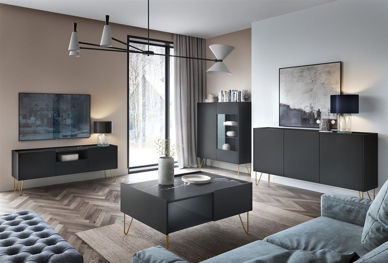 Komoda Marbren wysoka czarna zdjęcie 5