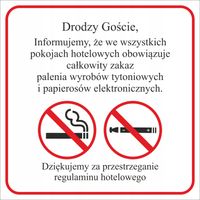 Naklejka ZAKAZ PALENIA PAPIEROSÓW do POKOJU HOTELU