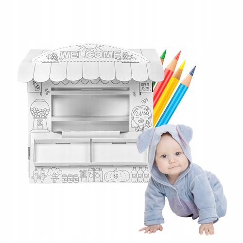 Stragan Handlowy - Zabawka z Tektury ,papieru Handlowy Dla Dzieci Do Zabawy na Arena.pl