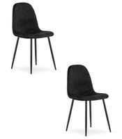 Krzesło tapicerowane PADVA czarne welur metalowe nogi zestaw 2 szt.