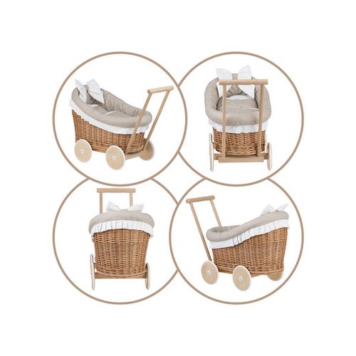 LUNA WÓZEK WIKLINOWY DLA LALEK Z OBSZYCIEM BEŻOWYM 60X30 H45 CM uniwersalny na Arena.pl