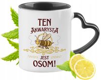 Dla Akwarysty Kubek Czarny Z Uszkiem W Kształcie Serca Na Prezent