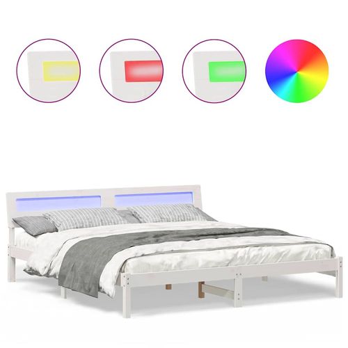 Ramka łóżka Z zagłówkiem Biały 180 x 200 cm Lite drewno sosnowe na Arena.pl