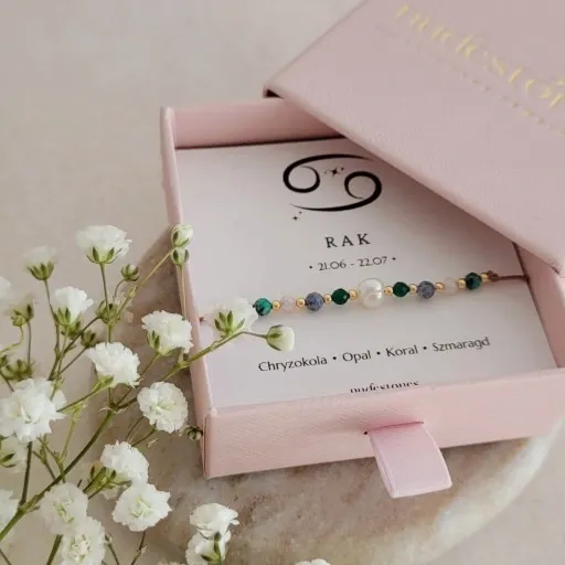 Bransoletka Znak Zodiaku RAK Kamienie Naturalne Koral zdjęcie 4