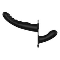 Ouch! - Dual Silicone Ribbed Strap-On - Adjustable - Black