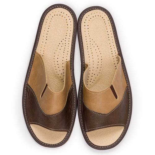 Kapcie Klapki Pantofle Domowe Męskie Skórzane Brązowe 43 na Arena.pl