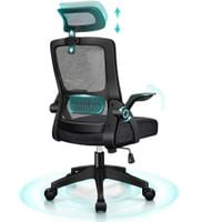 Krzesło Biurowe Obrotowe Ergonomiczne z Siatki z Podłokietnikami Czarne
