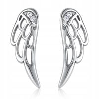 KOLCZYKI SREBRNE 925 NA SZTYFCIE SKRZYDŁA Z CYRKONIAMI NA PREZENT +GRATIS
