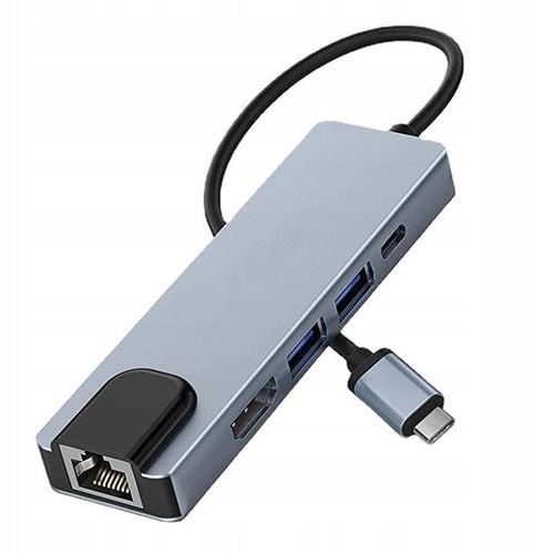 Adapter HUB 5w1 USB-C przejściówka USB 2.0 PD HDMI 4K SD LAN na Arena.pl