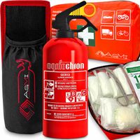 GAŚNICA 1KG APTECZKA DIN 13164 Z USTNIKIEM UCHWYT DO BAGAŻŃIKA NA RZEP ZEST
