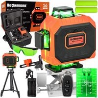 Zestaw Poziomica Laserowa Heckermann 16 Linii 4Dh Nowa + Tripod + Okulary + Tarcza