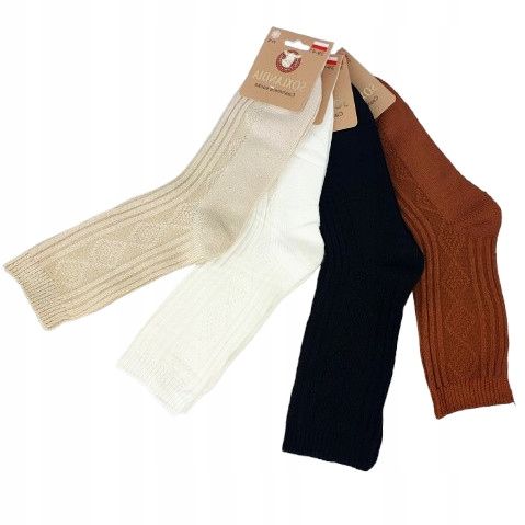 4x CIEPŁE SKARPETKI DAMSKIE WEŁNIANE NORWESKIE NATURALNE WYGODNE MODNE ZIMA na Arena.pl