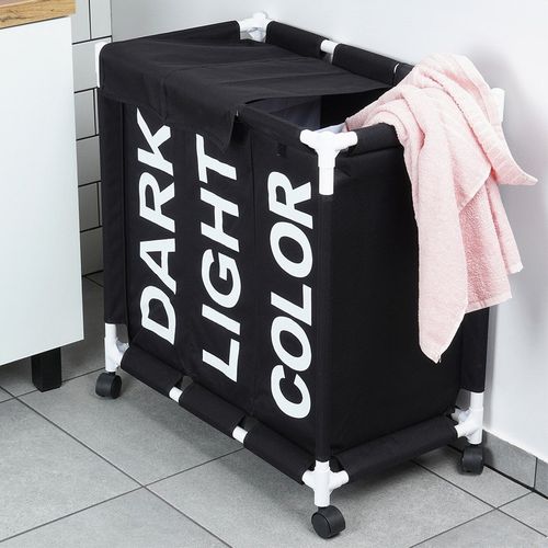 Kosz na Pranie Dzielony do Segregacji 3-komory Trzykomorowy Łazienkowy 137L na Arena.pl