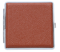 Elegancka Metalowa Papierośnica W Brązowej Sztucznej Skórze