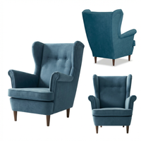 Fotel uszak skandynawski niebieski pastelowy klasyczny Ari Family Meble