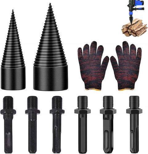 Świder do Drewna Opałowego Wiertło Stożek Łuparka 32 mm 42 mm + Rękawiczki na Arena.pl