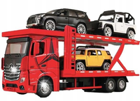 AUTO MODEL MERCEDES-BENZ ACTROS TIR LAWETA 3 AUTKA ZESTAW TRANSPORTER RED