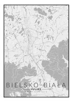 Bielsko Biała mapa czarno biała - plakat 40x60 cm
