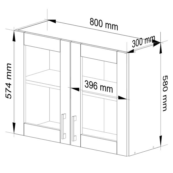Szafka kuchenna LIMA witryna wisząca 80 cm H580 - biała dąb sonoma zdjęcie 3