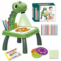 STOLIK DO NAUKI RYSOWANIA DINO TABLICA PROJEKTOR 24 wzory 12 pisaków