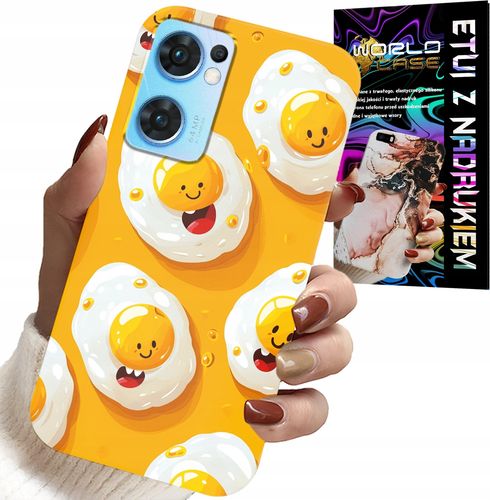 ETUI DO OPPO RENO7 5G - SŁODKIE UŚMIECHNIĘTE JAJKA CASE + FOLIA na Arena.pl