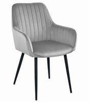 Krzesło SOLDEN - aksamit srebrno-szary / nogi czarne x 1