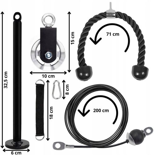 WYCIĄG GÓRNY I DOLNY ZESTAW DO 100KG UCHWYT TRICEPS DO TRENINGU SIŁOWEGO na Arena.pl