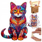 Puzzle Drewniane Układanka 130 Elementów Kot dla Dzieci i Dorosłych Gra