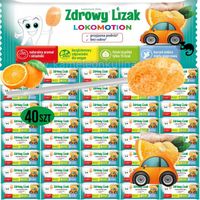ZDROWY LIZAK LOKOMOTION przyjazna podróż bez cukru POMARAŃCZA x40 szt