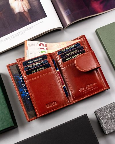 skórzany, średni portfel damski na zatrzask - peterson na Arena.pl