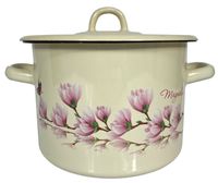 GARNEK EMALIOWANY Z POKRYWKĄ NET-POL MAGNOLIA 18 CM 3 L