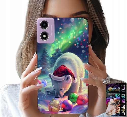 ETUI DO MOTOROLA MOTO E14 - ŚWIĄTECZNY NIEDŹWIEDŹ BOMBKI CASE +FOLIA na Arena.pl