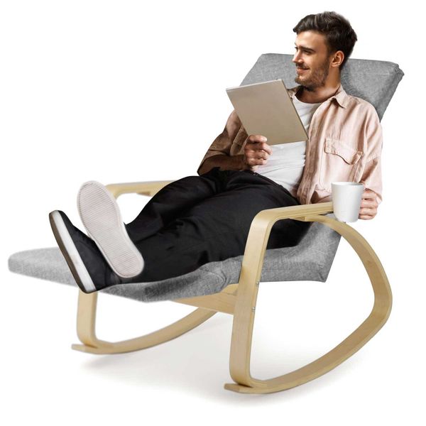 Fotel wypoczynkowy bujany Suzi - jasnoszary zdjęcie 6