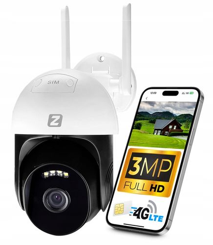 Kamera Obrotowa IP GSM 4G LTE SIM 3MPx 3MP AUDIO, WYKRYWANIE POSTACI na Arena.pl