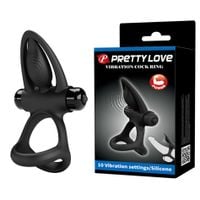 PRETTY LOVE - VIBRATION COCK RING Black, 10 vibration functions