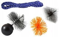 ZESTAW DO CZYSZCZENIA KOMINA KULA 3,5kg LINA 15M SZCZOTKA 200mm