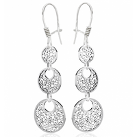 SREBRNY KOMPLET WISZĄCE AŻUROWE KOŁA W KWIATKI PRÓBA SREBRA 925