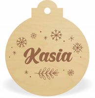 DREWNIANA BOMBKA PERSONALIZACJA TWOJE IMIĘ święta ozdoba choinkowa GRAWER