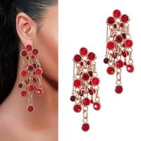 EFEKTOWNE złote wiszące kolczyki łańcuszki odcienie czerwieni na sztyft