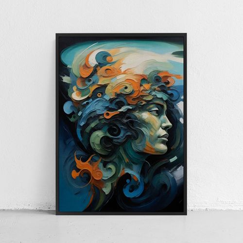 Plakat portret abstrakcja obraz w ramie 50x70 cm w czarnej ramie na Arena.pl